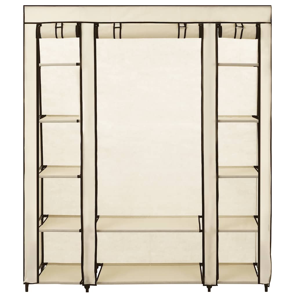 Stoffschrank mit Fächern Kleiderstangen Grau 150x45x176cm