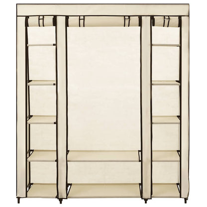Stoffschrank mit Fächern Kleiderstangen Grau 150x45x176cm