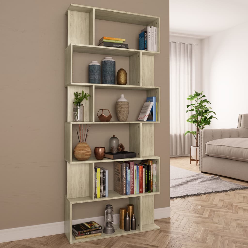 Bücherregal Schwarz Eichen-Optik 80X24X190,5 Cm Holzwerkstoff