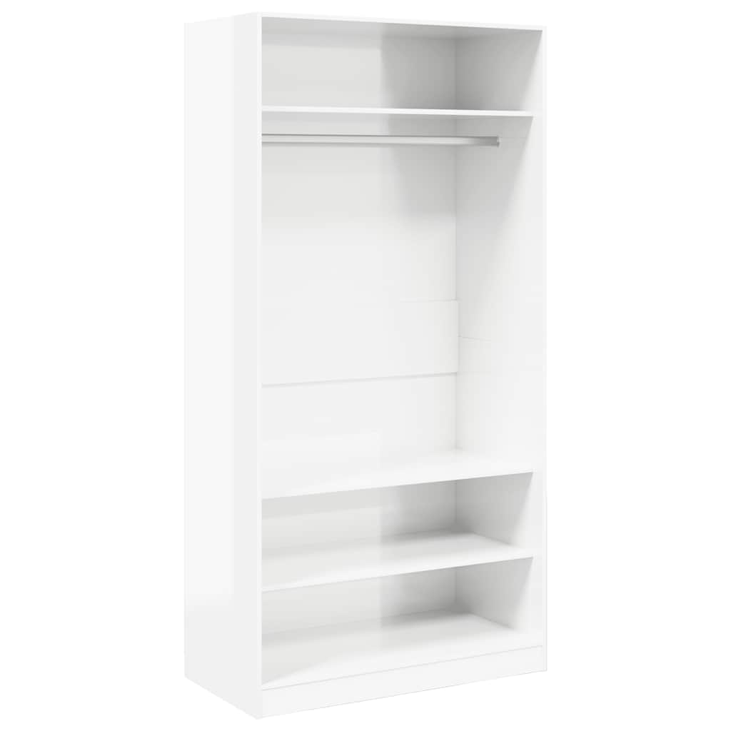 Kleiderschrank Hochglanz-Weiß 100x50x200 cm Holzwerkstoff