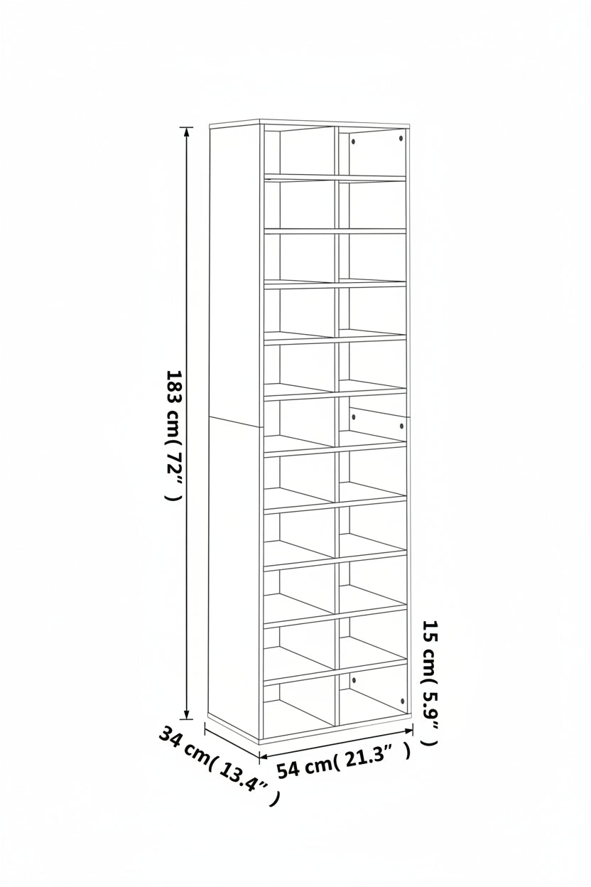 Schuhschrank Weiß 54x34x183 cm Holzwerkstoff