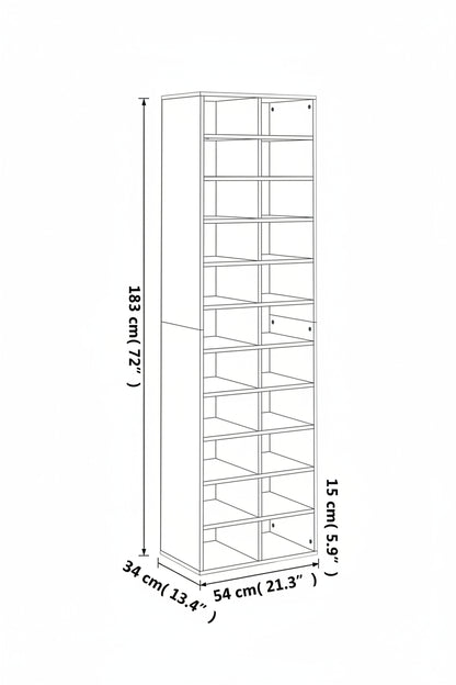 Schuhschrank Weiß 54x34x183 cm Holzwerkstoff