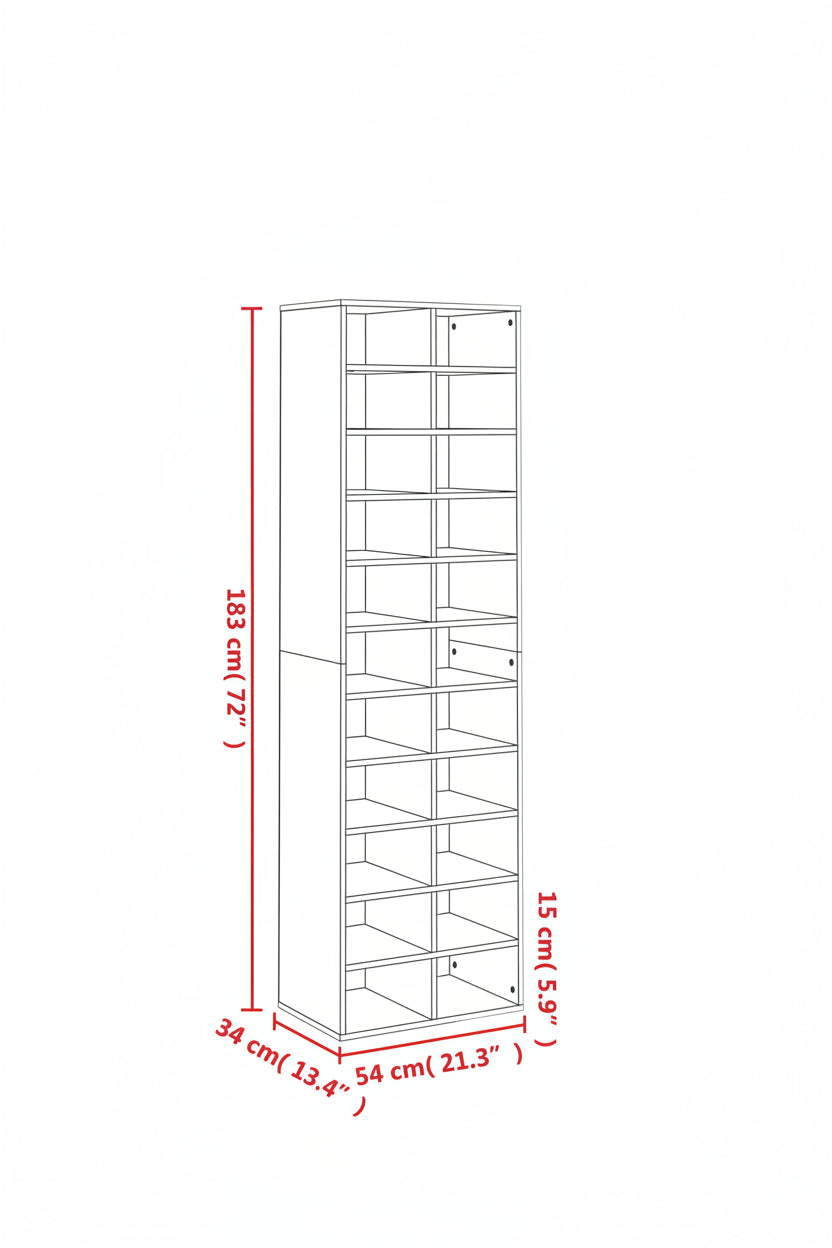Schuhschrank 54X34X183 Cm Holzwerkstoff