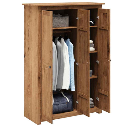 Kleiderschrank 3-Türig Weiß 118×50×171,5 cm Kiefer Panama Serie
