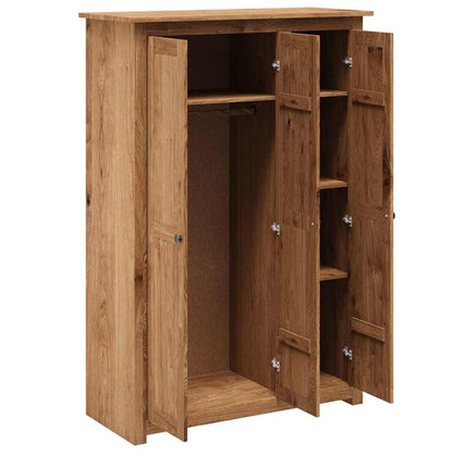 Kleiderschrank 3-Türig Weiß 118×50×171,5 cm Kiefer Panama Serie