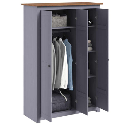 Kleiderschrank 3-Türig Weiß 118×50×171,5 cm Kiefer Panama Serie