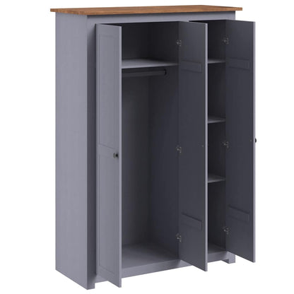Kleiderschrank 3-Türig Weiß 118×50×171,5 cm Kiefer Panama Serie