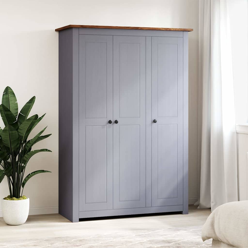 Kleiderschrank 3-Türig Weiß 118×50×171,5 cm Kiefer Panama Serie