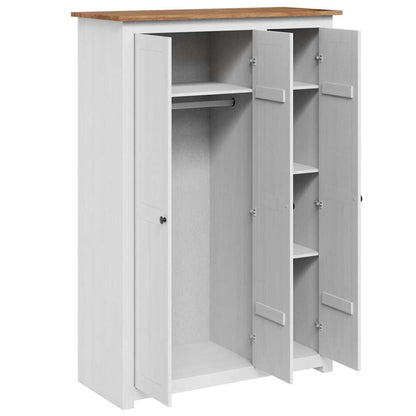 Kleiderschrank 3-Türig Weiß 118×50×171,5 cm Kiefer Panama Serie