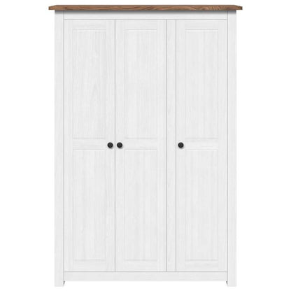 Kleiderschrank 3-Türig Weiß 118×50×171,5 cm Kiefer Panama Serie