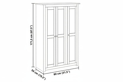 Kleiderschrank 3-Türig Weiß 118×50×171,5 cm Kiefer Panama Serie