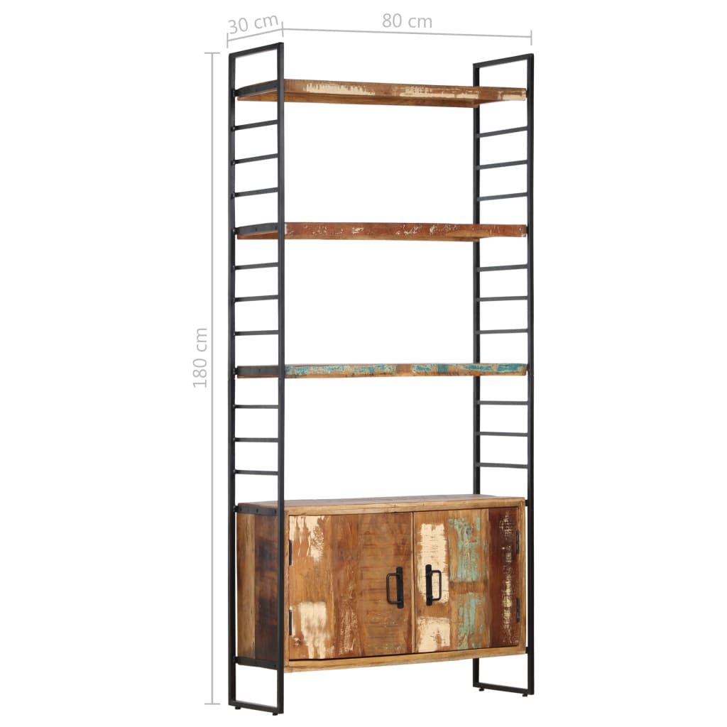 Bücherregal 4 Ebenen 80X30X180 Cm Altholz Massiv