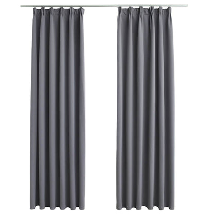Verdunkelungsvorhänge mit Haken 2 Stk. Schwarz 140x175cm
