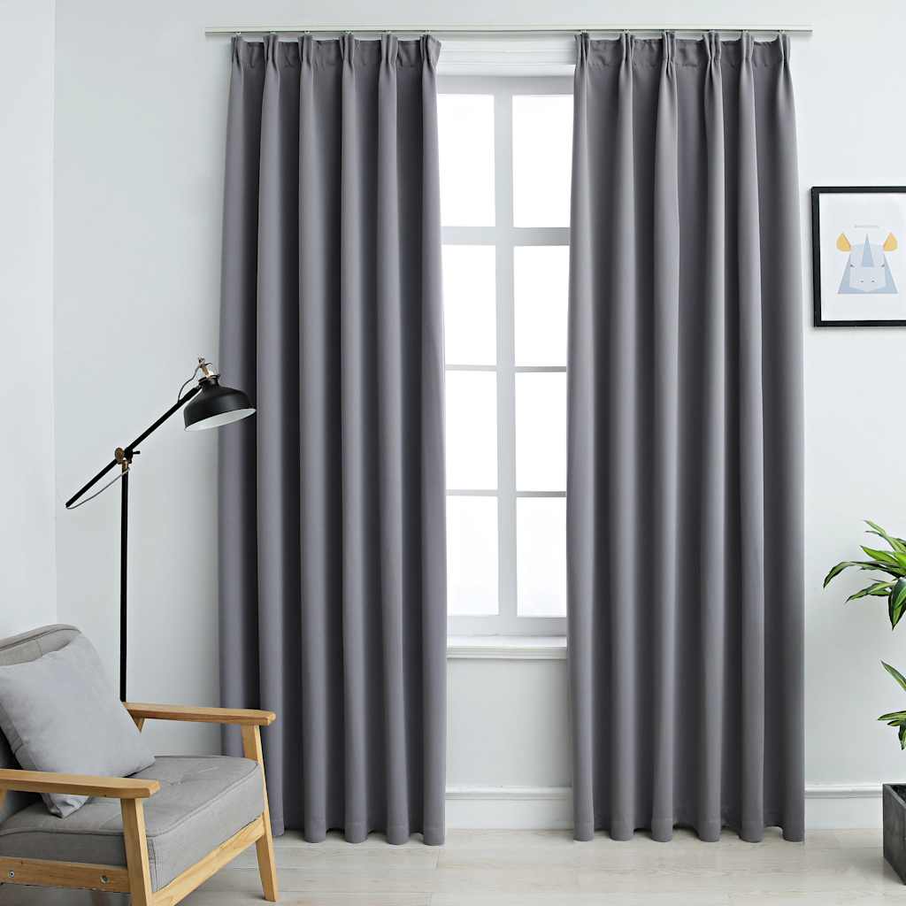 Verdunkelungsvorhänge mit Haken 2 Stk. Schwarz 140x175cm