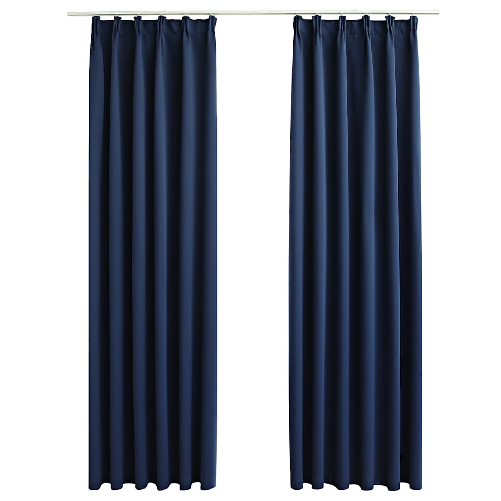 Verdunkelungsvorhänge mit Haken 2 Stk. Schwarz 140x175cm