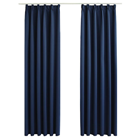 Verdunkelungsvorhänge mit Haken 2 Stk. Schwarz 140x175cm