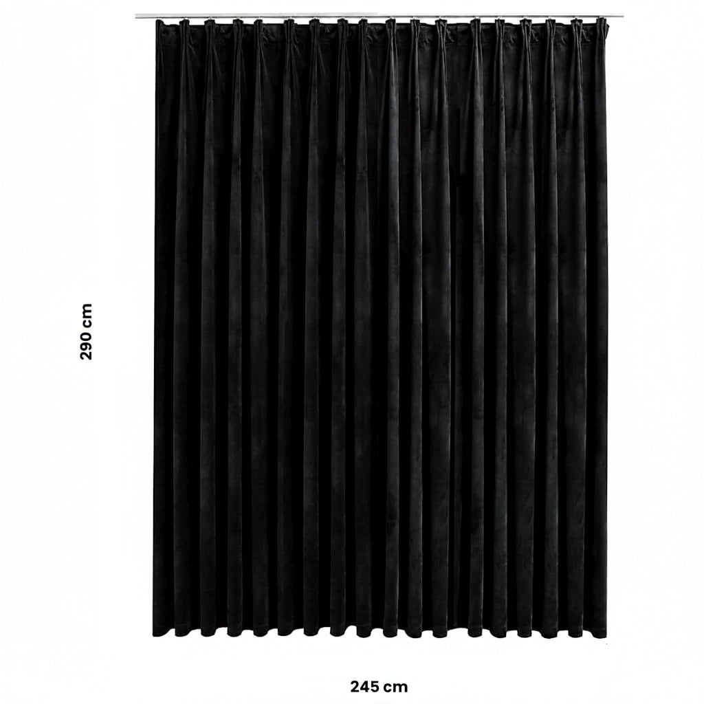 Verdunkelungsvorhang mit Haken Samt Schwarz 290 x 245 cm