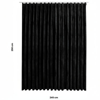 Verdunkelungsvorhang mit Haken Samt Schwarz 290 x 245 cm