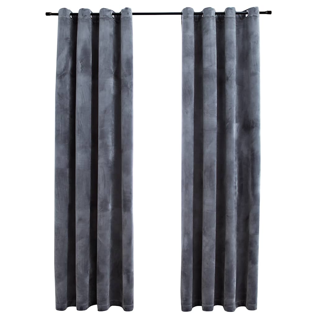 Verdunkelungsvorhänge mit Ösen 2 Stk. Samt Schwarz 140x175 cm