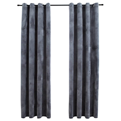 Verdunkelungsvorhänge mit Ösen 2 Stk. Samt Schwarz 140x175 cm