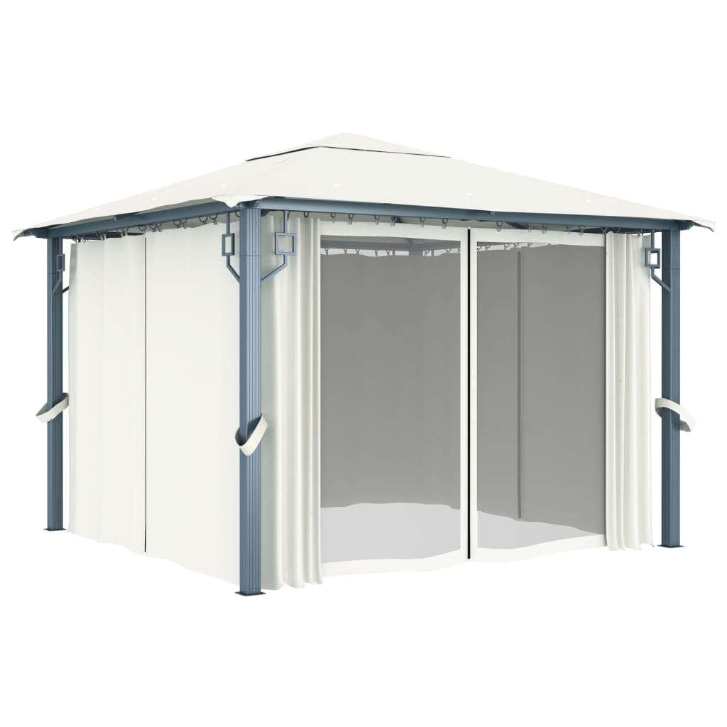 Pavillon Mit Vorhängen 300 X 300 Cm Aluminium
