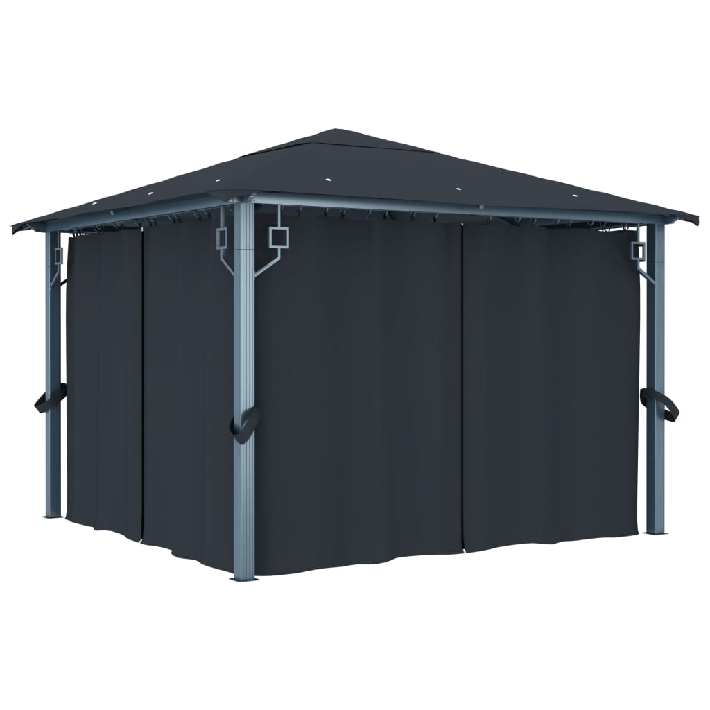 Pavillon mit Vorhängen 300 x 300 cm Creme Aluminium
