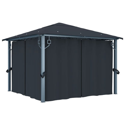 Pavillon mit Vorhängen 300 x 300 cm Creme Aluminium