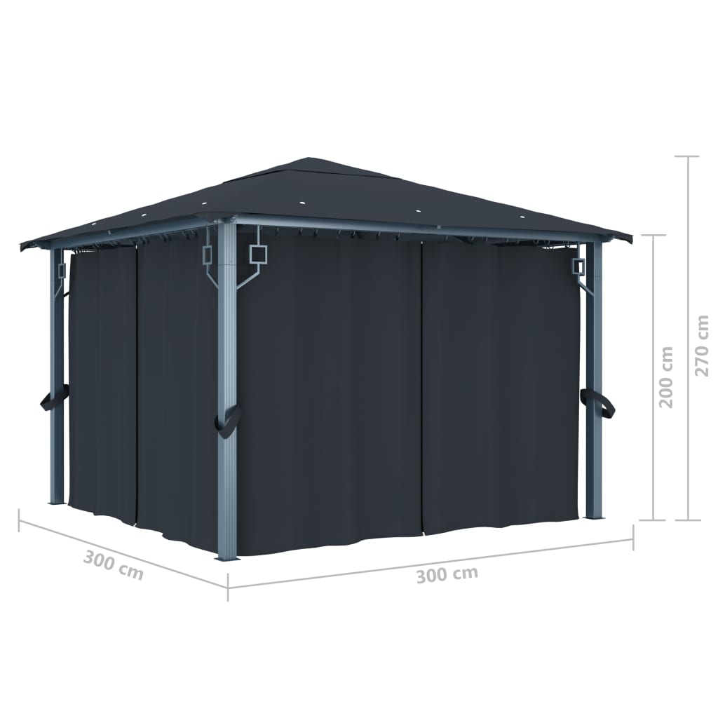 Pavillon mit Vorhängen 300 x 300 cm Creme Aluminium