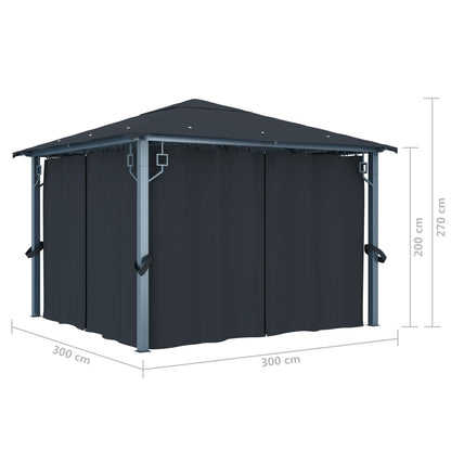 Pavillon mit Vorhängen 300 x 300 cm Creme Aluminium