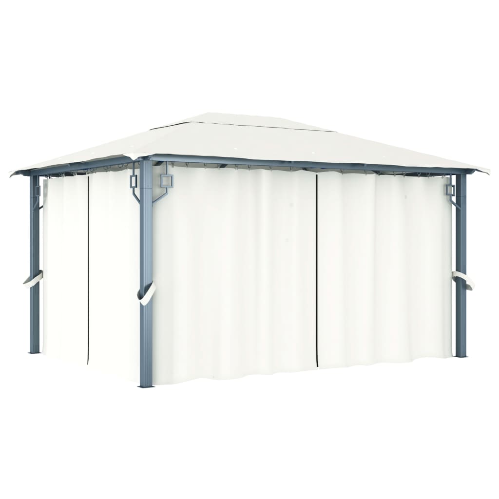Pavillon mit Vorhängen 300 x 300 cm Creme Aluminium