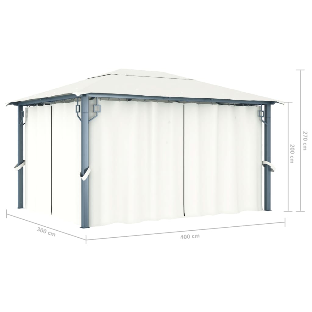 Pavillon mit Vorhängen 300 x 300 cm Creme Aluminium