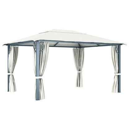 Pavillon mit Vorhängen 300 x 300 cm Creme Aluminium