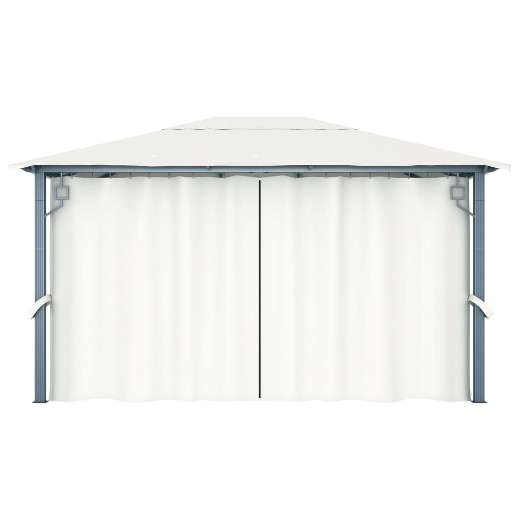 Pavillon mit Vorhängen 300 x 300 cm Creme Aluminium