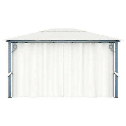 Pavillon mit Vorhängen 300 x 300 cm Creme Aluminium
