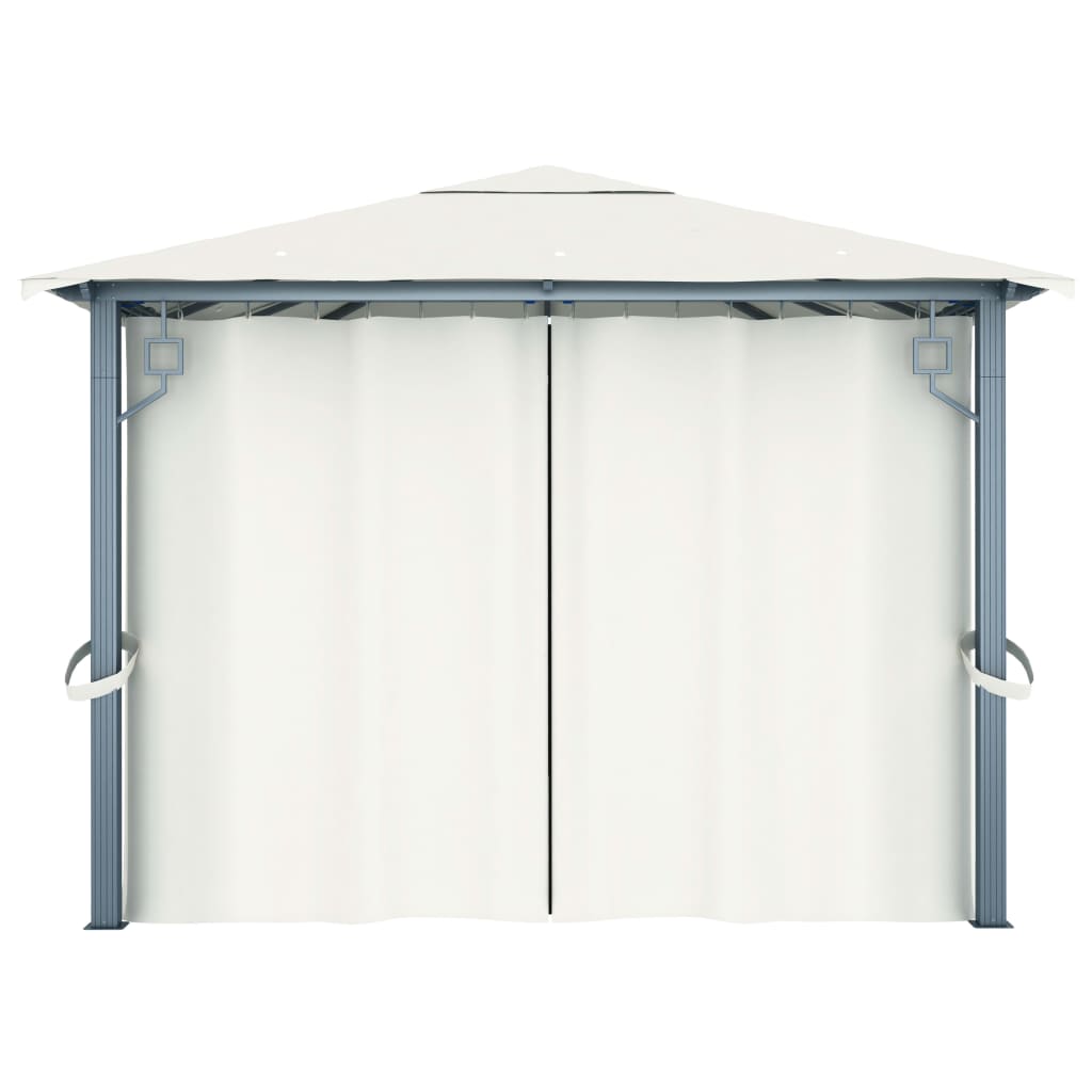 Pavillon mit Vorhängen 300 x 300 cm Creme Aluminium