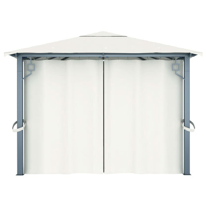 Pavillon mit Vorhängen 300 x 300 cm Creme Aluminium