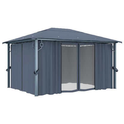 Pavillon mit Vorhängen 300 x 300 cm Creme Aluminium