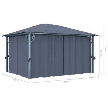 Pavillon mit Vorhängen 300 x 300 cm Creme Aluminium
