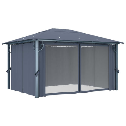 Pavillon mit Vorhängen 300 x 300 cm Creme Aluminium