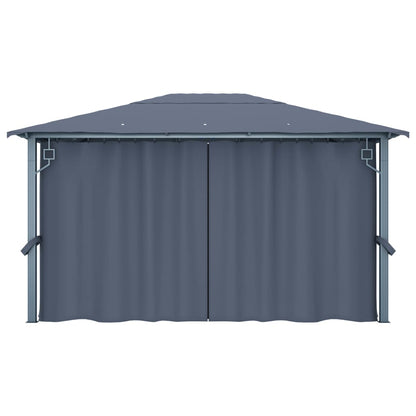 Pavillon mit Vorhängen 300 x 300 cm Creme Aluminium