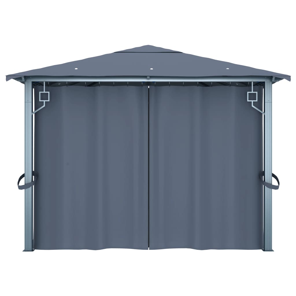 Pavillon mit Vorhängen 300 x 300 cm Creme Aluminium