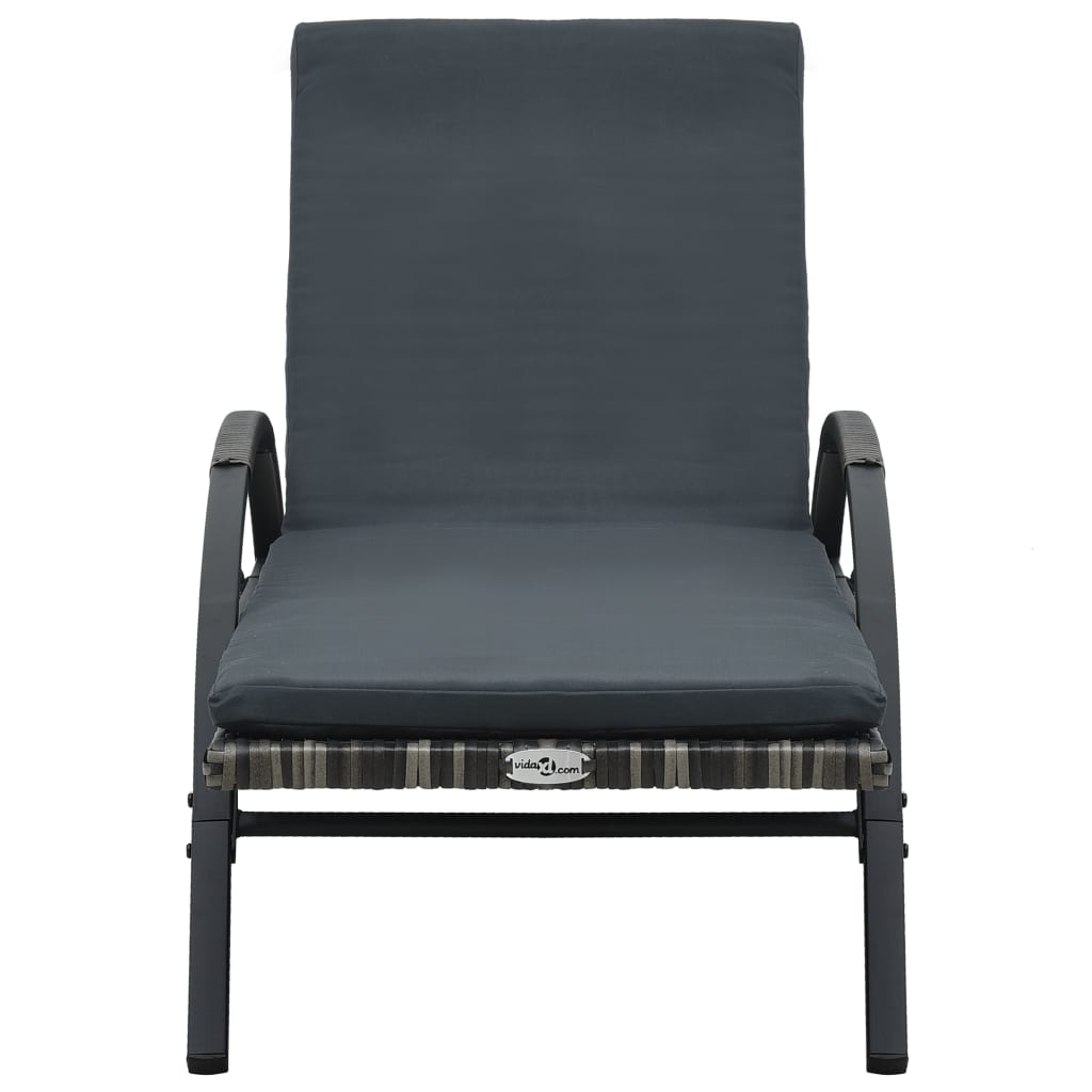 Sonnenliegen mit Tisch Poly Rattan Schwarz