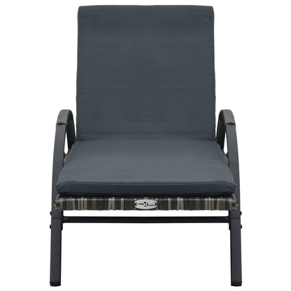 Sonnenliegen mit Tisch Poly Rattan Schwarz
