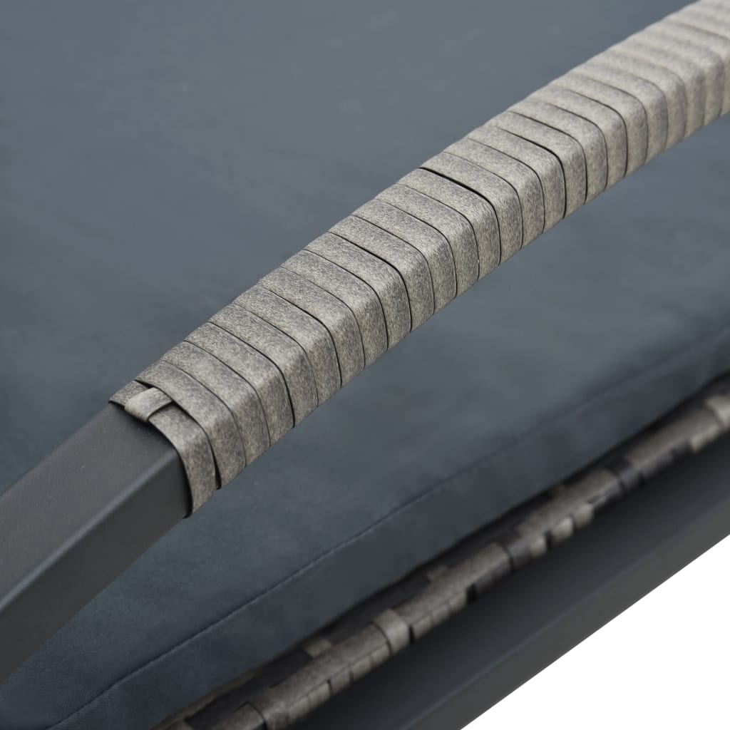 Sonnenliegen mit Tisch Poly Rattan Schwarz