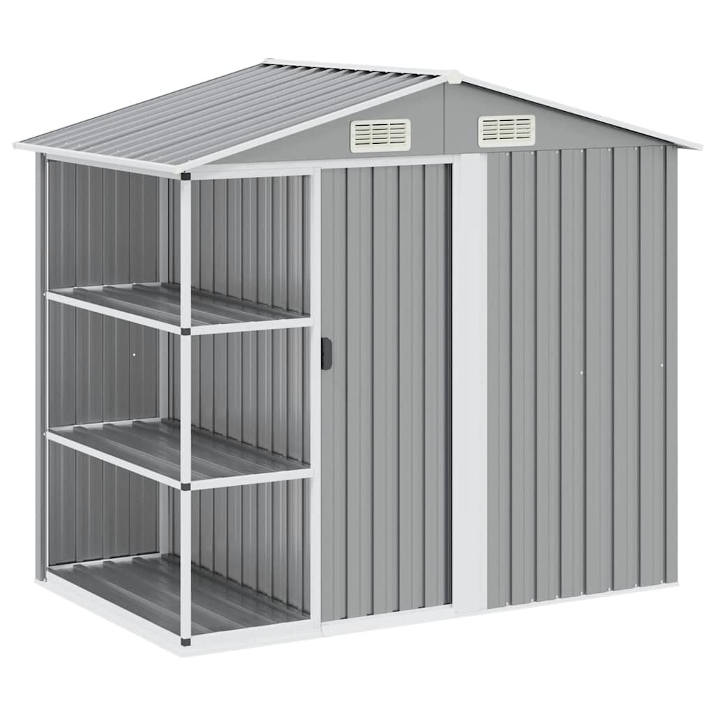 Gartenhaus mit Regal Braun 205x130x183 cm Eisen