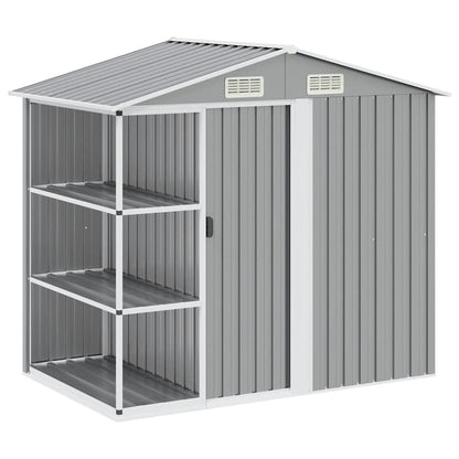 Gartenhaus mit Regal Braun 205x130x183 cm Eisen