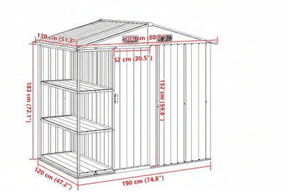 Gartenhaus Mit Regal 205X130X183 Cm Eisen
