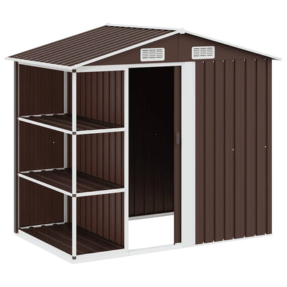 Gartenhaus mit Regal Braun 205x130x183 cm Eisen
