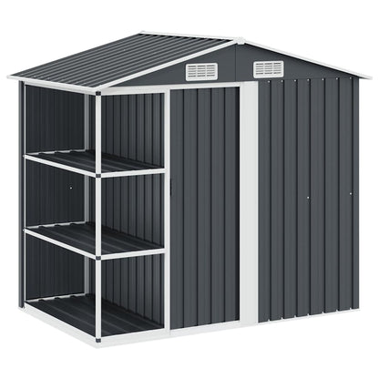 Gartenhaus mit Regal Braun 205x130x183 cm Eisen
