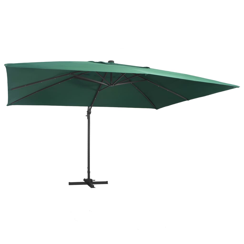 Ampelschirm mit LED-Beleuchtung Alu-Mast 400x300 cm Sandweiß